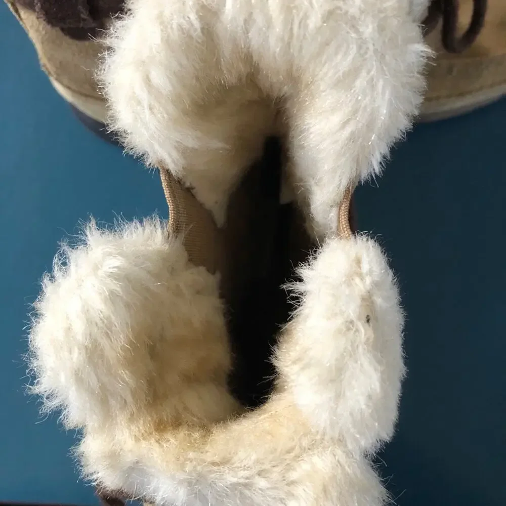 Lands End Girls Suede Faux Fur Winter Boots Size 13